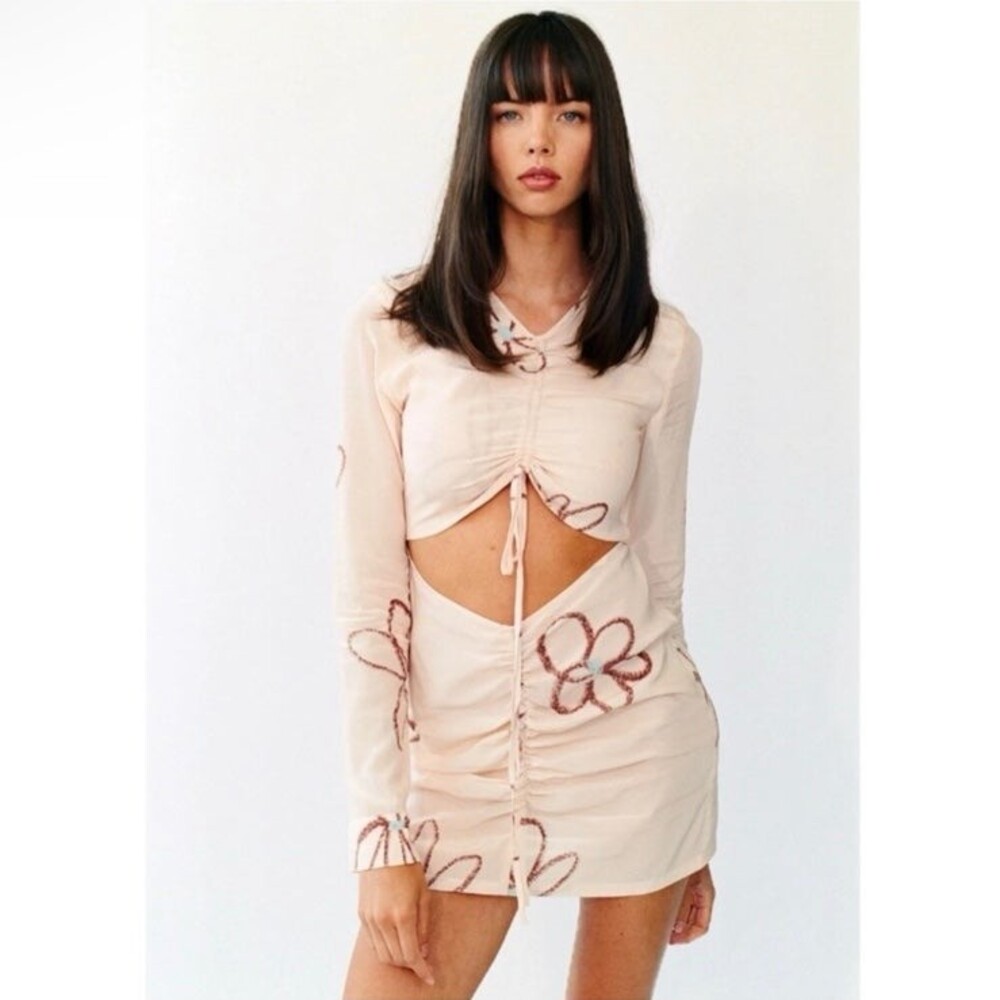 With Jean Hermana Mini Dress in Chalk & Flowers Size XS
